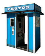 Image of the original Model 14 photo booth from San Jose Flea market before restoration
