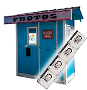 Original image of the photo booth from San Jose Fleamarket before restoration