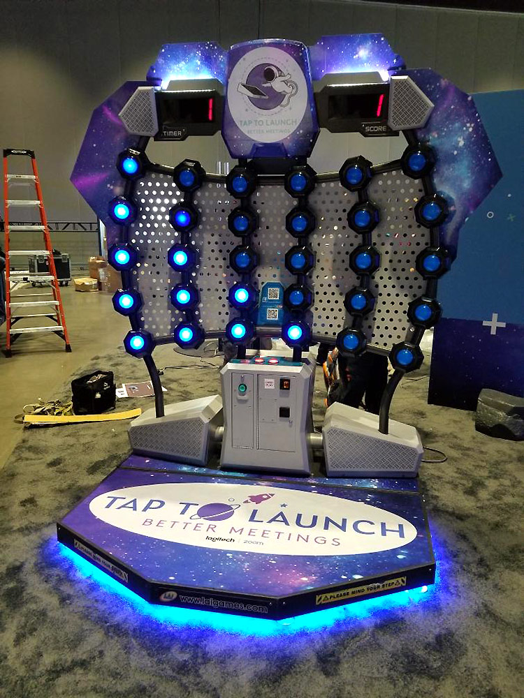 Speed of Light arcade with corporate branding for trade show rental in Las Vegas from Video Amusement