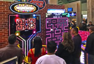 Pac Man Battle Royale and Giant Pac Man Galaga at an event.