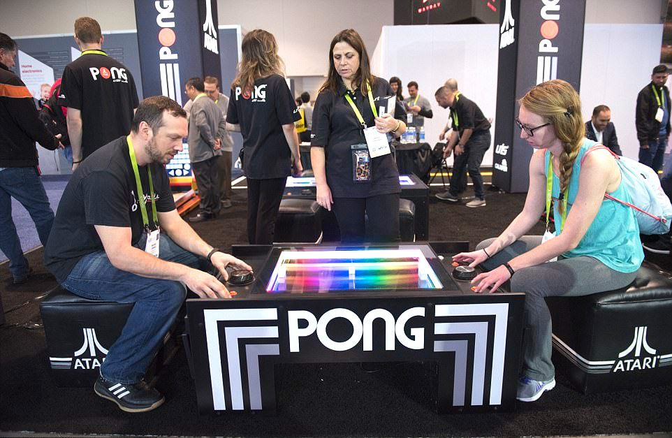 Atari Pong arcade game at CES 2018 convention in Las Vegas