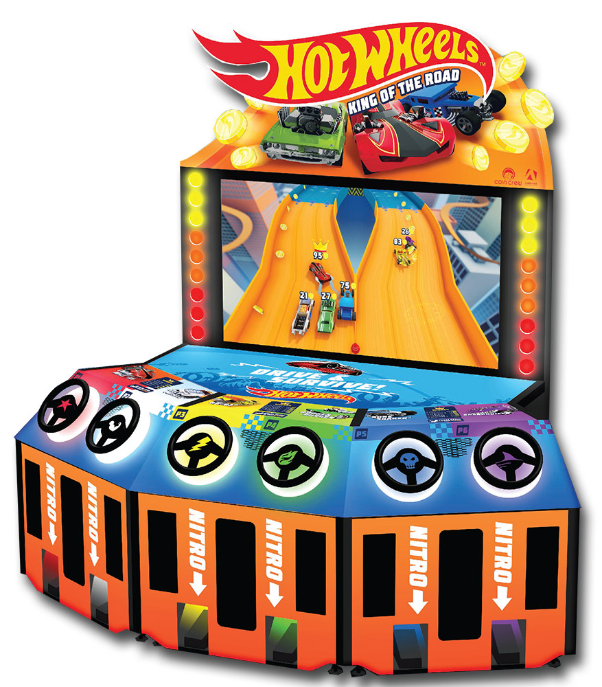 Hot Wheels 6 player racing game from Adrenaline Amusements for rental available from Video Amusement.
