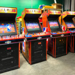 Matching NBA Jam arcade games ready for a commercial in Hollywood