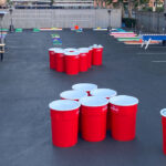 Giant Beer Pong at outdoor school graduation event rental in San Jose