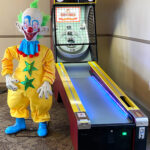 Skeeball with a clown during Bar Mitzvah in Palo Alto event rental by Video Amusement
