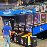 NBA Hoops LED Basketball Arcade Games at Chase Center the home of Warriors basketball team in San Francisco making final test before the rental event from Video Amusement