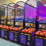 NBA Hoops basketball arcade games ready for delivery to Los Angeles for Nike rental event.