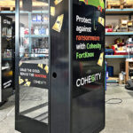 Money booth with custom branded enclosure for the back of the machine Los Angles