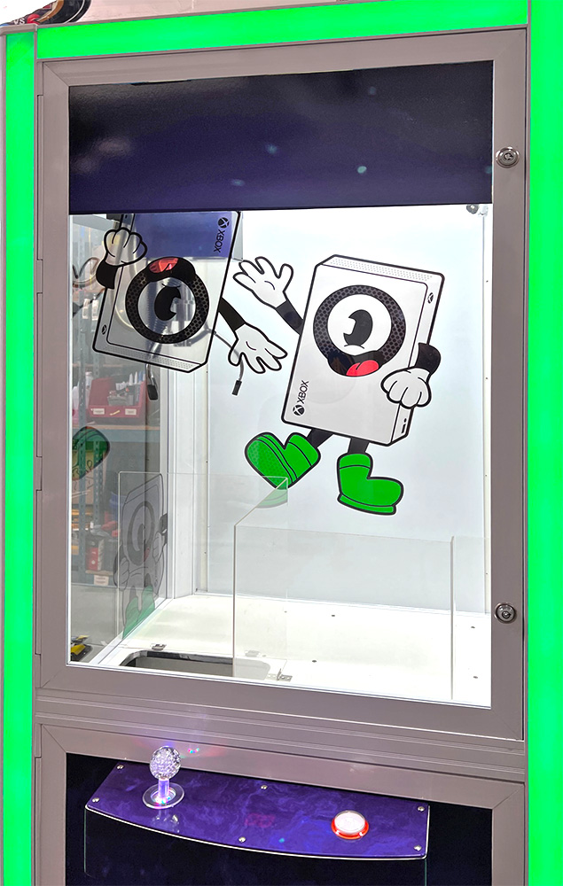 Xbox branded Prize Cube claw machine for convention in Las Vegas by Video Amusement