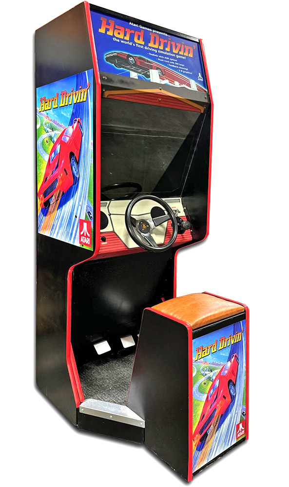 Hard Drivin simulator arcade arcade video game from Atari Games available for rent from Video Amusement party rentals Las Vegas Los Angeles