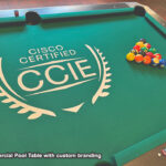 Commercial pool table with custom branding for rental corporate costumer in Las Vegas from Video Amusement