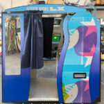 Green Screen photo booth with custom branding for Super Bowl by Video Amusement