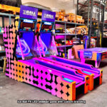 Ice-Ball FX skeeball lane with custom branding for barmitvah in Palo Alto California from Arcade Party Rental