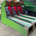 Skee-ball classic arcade game with corporate branding for promotional rental event in San Francisco by Video Amusement