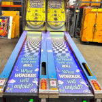 Skeeball classis arcade bowling lane customized for rental convention in Las Vegas from Video Amusement