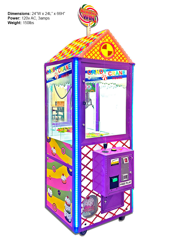 Candy Crane arcade game available for rent lease and hire from Video Amusement San Francisco San Diego San Jose