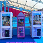 Candy crane and two claw crane machines with Super Bowl branding 2026 in Santa Clara from Video Amusement San Francisco