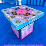 Chaos Strike a Light arcade game with custom branding rental at Super Bowl tailgate party at Santa Clara from Video Amusement San Francisco