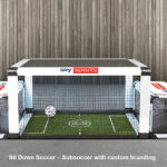 Table Soccer game with custom branding for rental hire and lease from Video Amusement Los Angeles