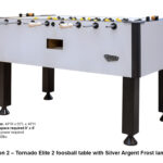 Tornado Elite 2 foosball table with Silver Argent Frost laminate for lease rent and hire for your next event party from Video Amusement Los Angels Las Vegas