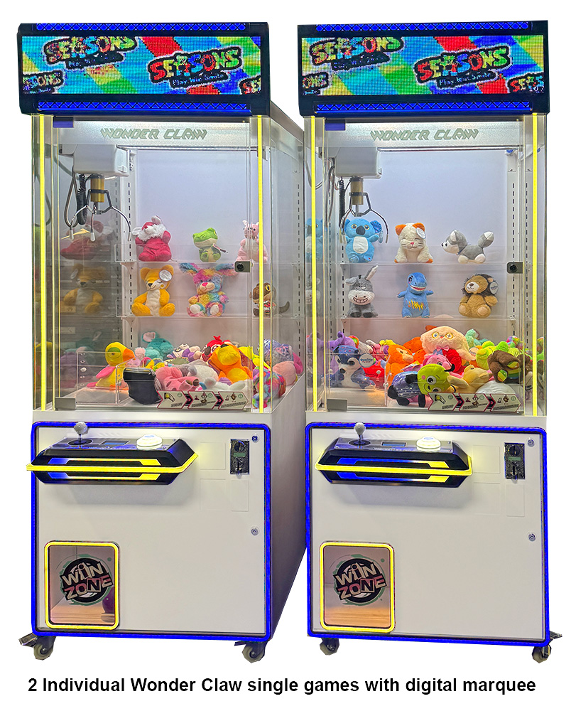 Wonder Claw Machine Prize Crane Game with modern cabinet design for rent lease or hire from Video Amusement San Francisco San Jose